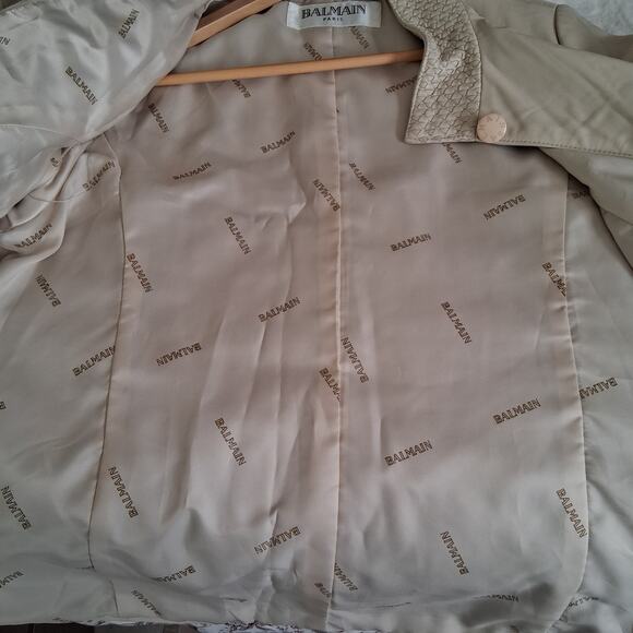 Balmain Ivory Lambskin Leather Coat Jacket Couture Eu Size 15 or US 12  *READ - Picture 10 of 13